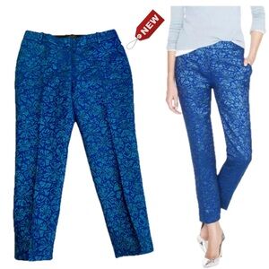 J.Crew Collection Blue Cafe Capri ankle pants in Delphinium Jacquard Sz 6 NWT